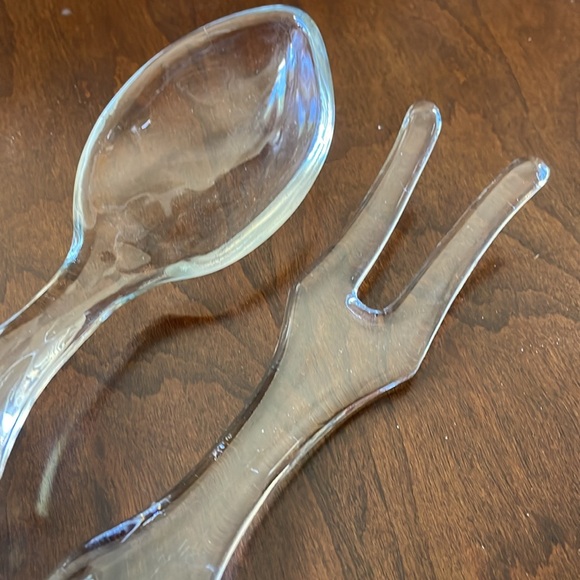 VTG 1960’s Anchor Hocking WEXFORD Pattern Glass Fork and Spoon Salad Serving Set - Picture 5 of 8
